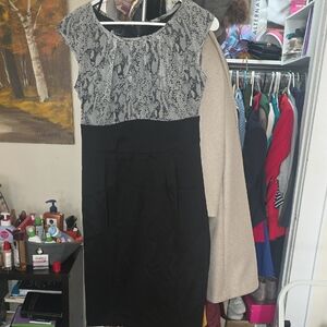 AB Studio Black and Gray Midi Dress